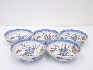 明治期　伊万里焼　染錦膾皿5客